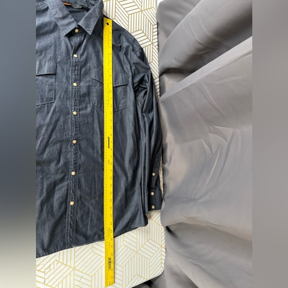 Basin + Range Mountain Men's Blue Chambray Western Button Down Shirt Sz Lg - Picture 13 of 15